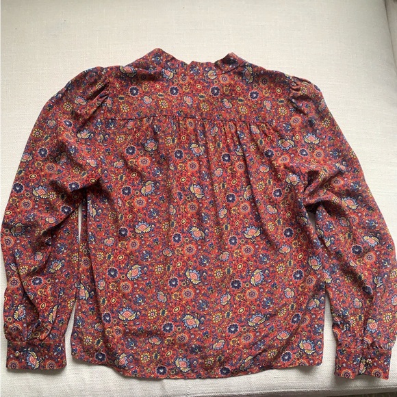 NWT Doen Josseline Silk Button Tie Neck Blouse Top Red Rouge Riviera Medallian - Picture 8 of 11